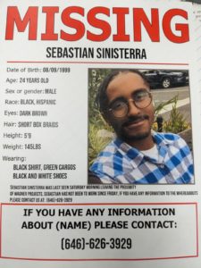 Missing person poster of young man from New York City 